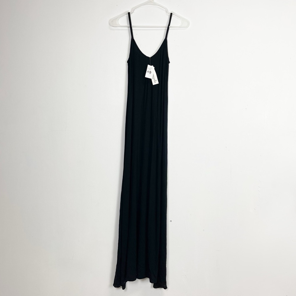 Loveapella Maxi Dress Womens Size Small Sleeveless Black Solid Rayon NEW NWT